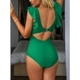 thumbnail image 4 of Charmo Ruffled One Piece Swimsuit for Women High Cut Bathing Suits Backless Monokini Swimwear, 4 of 6