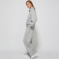 thumbnail image 6 of Huankd Two Piece Outfits Half Zip Sweatshirt Sweatsuit Lounge Sets for Women Matching Set Wide Leg Sweatpant Tracksuit Light Gray 2XL, 6 of 7