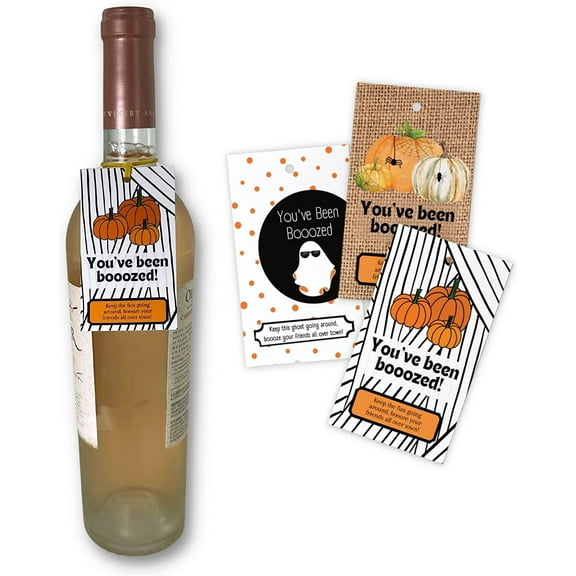 Youve Been Boozed Hang Tags for Alcohol Liquor Bottles  15 pack  Mixed 3 designs to leave on friends porch Youve been booed Game Halloween Fall Ghost, Pumpkins, Hocus, Booozed, Spiders with holes