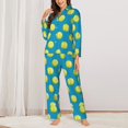 thumbnail image 2 of KLL Ball Tennis Print Women's Long Sleeve Pajamas with Pants Sleepwear Loungewear 2 Set-X-Large, 2 of 7
