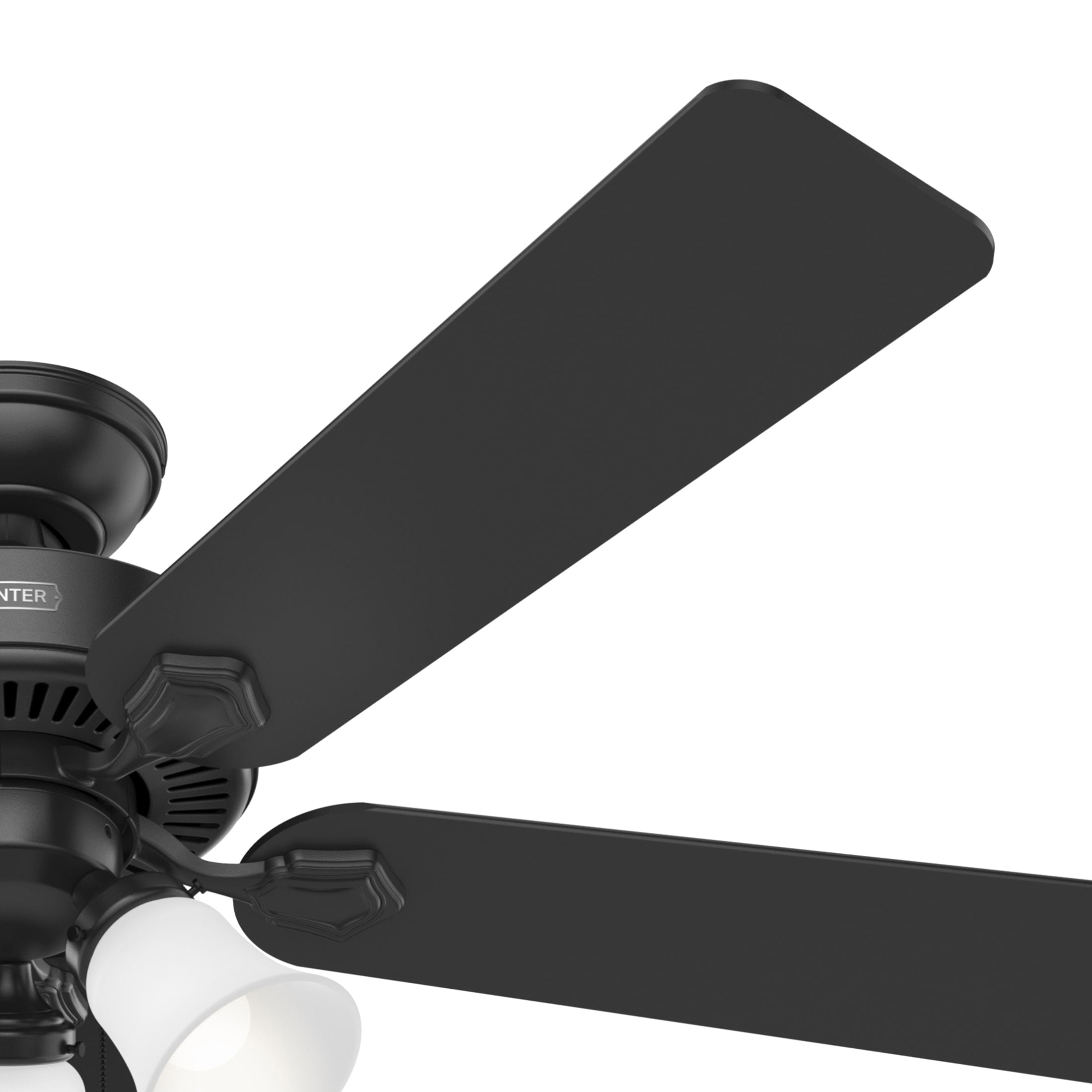 Hunter 52 inch Indoor Ceiling Fan with LED Lights - Black Ceiling Fan with Pull Chain, For Bedroom, Living Room, or Kitchen, Standard Mount, No Remote, 5 Blades - Swanson 51737, Matte Black