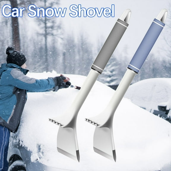 Viflosae Car Snow Shovel Retractable Aluminum Alloy Multifunctional Ice Scraper Heavy Duty Defrost Shovel Ergonomic Handle Car Cleaning Tool Easily Removes Ice Frost Snow and Debris From