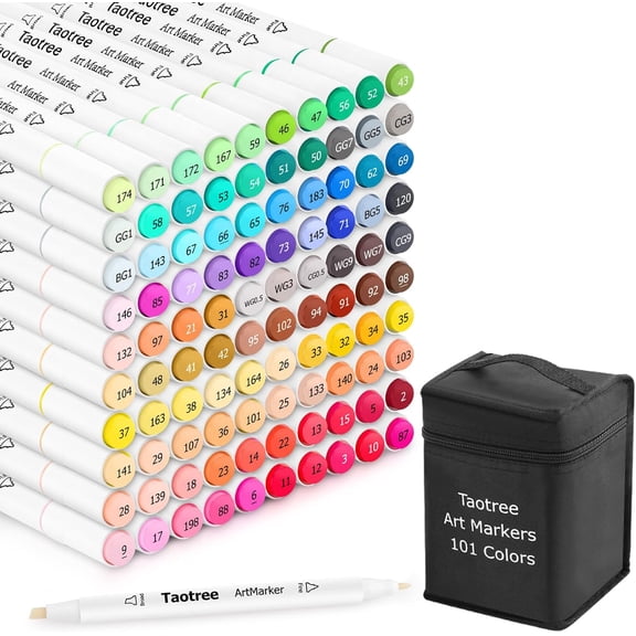 YANGLI 101-Color Alcohol Markers Dual Tip Sketch Pens Set for Coloring & Art