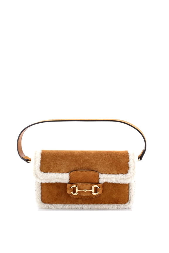 Pre-Owned Horsebit 1955 Shoulder Bag Suede with Shearling Mini By Rebag