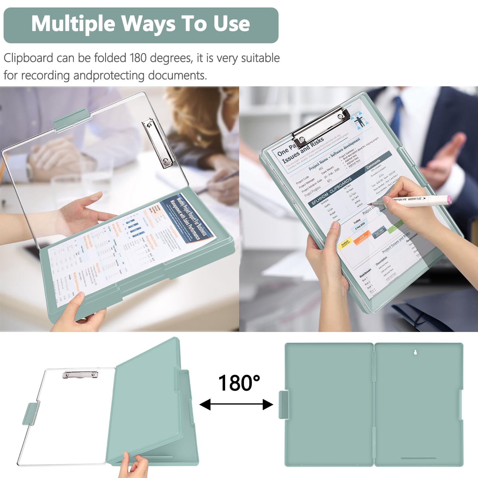 Clipboard with Storage,Heavy Duty Clip Boards 8.5x11 with 2 Storage Case,Clear Visible Top Panel Storage Clipboards,Side Opening Clip Boards,Nursing Clipboard Folder Case for Office Supplies-Purple