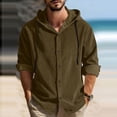 thumbnail image 2 of RYDCOT Men's Corduroy Shirt Jacket Quilted Lined Hoodies Winter Warm Cotton Coat Casual Button Down Jackets Brown, 2 of 8