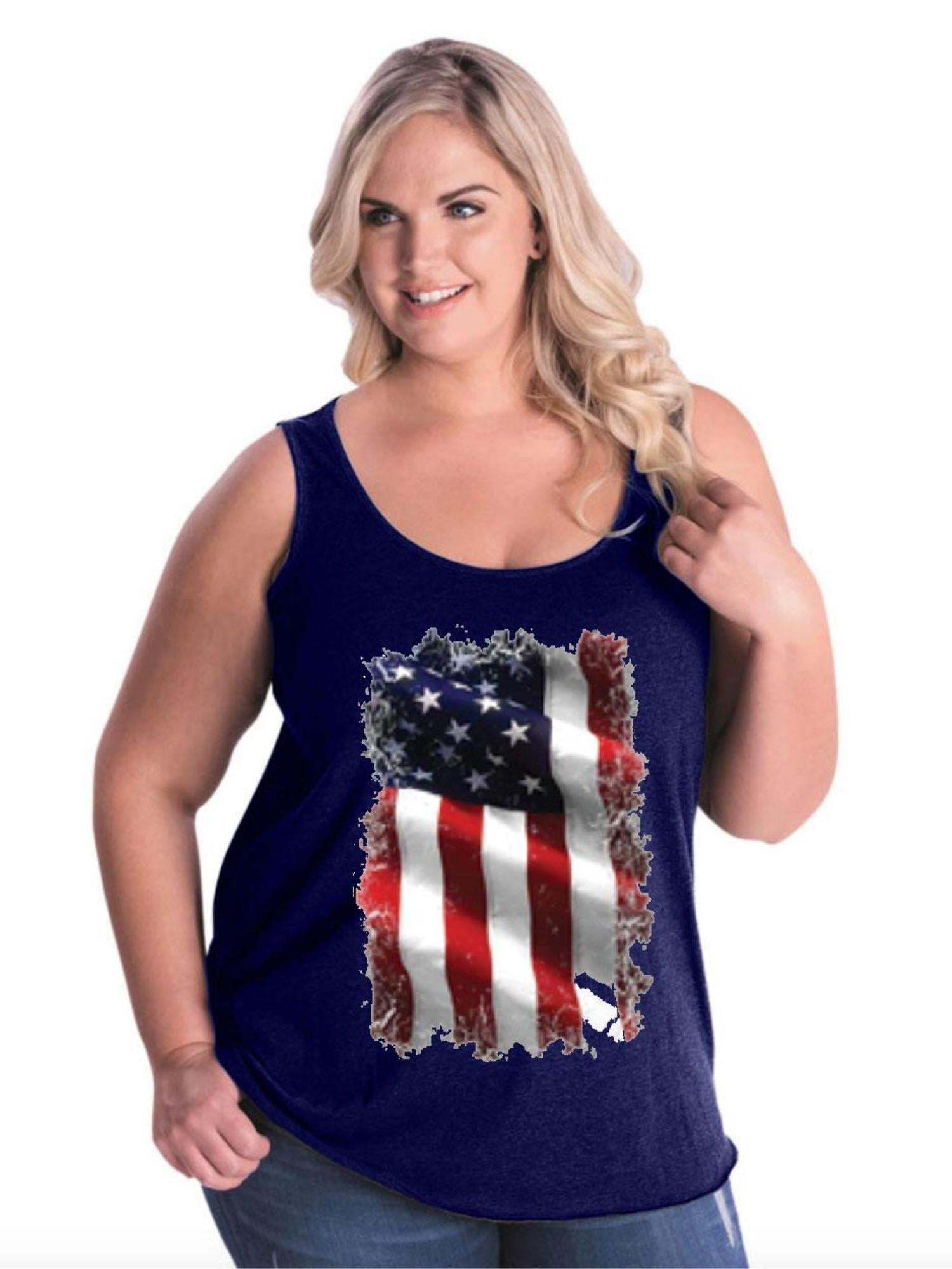 IWPF - Womens and Womens Plus Size American Flag 4th of July Curvy Tank ...
