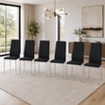 thumbnail image 7 of Ciphrias Dining Chairs Set of 6 Black PU Leather Quilted Silver Metal Legs 38 in, 7 of 7