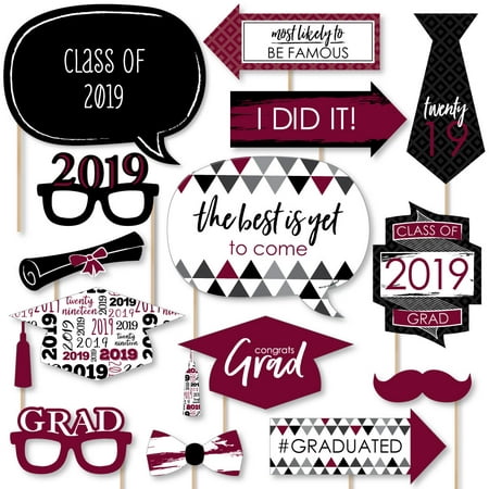 Maroon Grad - Best is Yet to Come - Burgundy 2019 Graduation Party Photo Booth Props Kit - 20 (Best Home Party Businesses 2019)