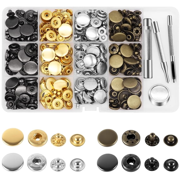 Kit de sujetadores a presión Alritz, 17 mm, piel, 72 unidades, con 4 herramientas