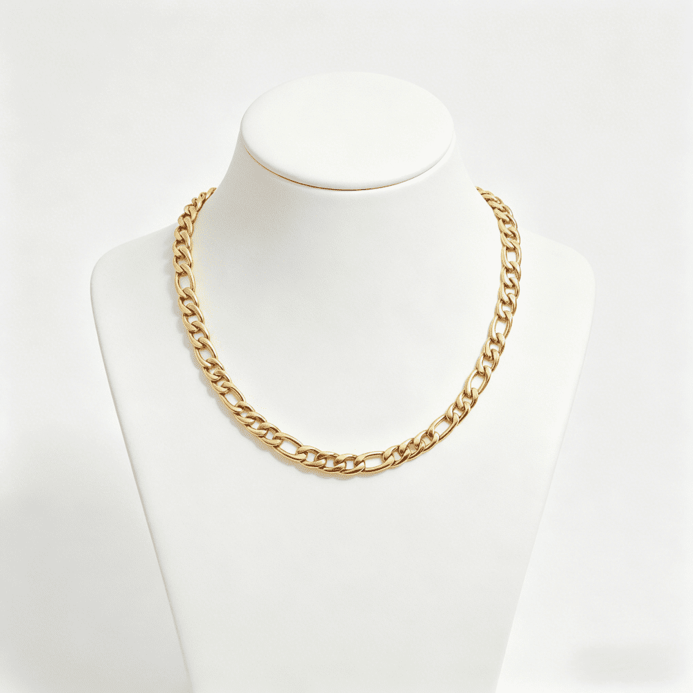 Real 10k Gold Necklace, Real Solid 10k Yellow Gold  Chain, 8mm and 16"