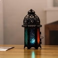 thumbnail image 3 of Portavelas de Hierro de 5 Piezas, Farol para Velas Pequeñas, Farol Colgante de Metal Y Vidrio, Portátil, Estilo Rústico Oriental para Cafetería, Resta 3 piezas, 3 of 7