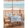 thumbnail image 2 of Outdoor Tablecloth with Umbrella Hole for Patio/Picnic/Party/Camping, Summer Weeping Corals Waterproof Table Cloth Rectangle Table Cover Washable, Coastal Beach Starfish Conch Lake Blue (60"x 84"), 2 of 9