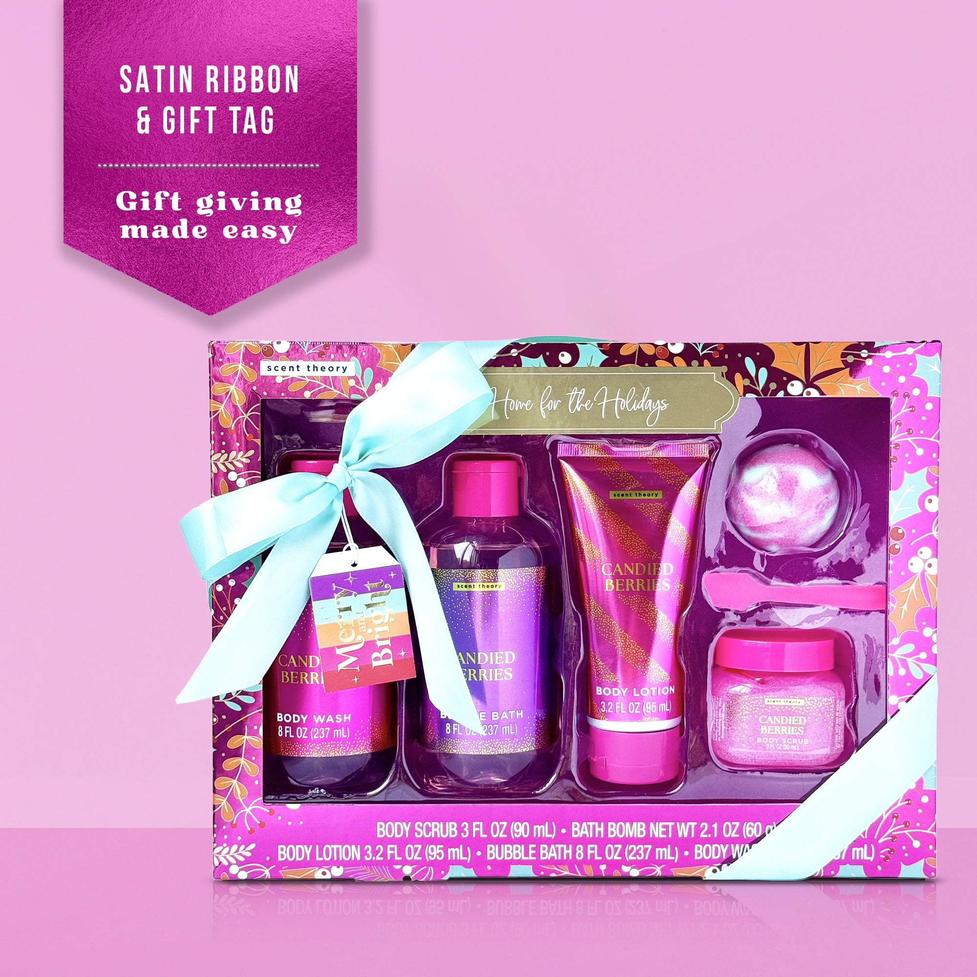 Scent Theory Candied Berries Holiday Bath Gift Set, 5 Piece