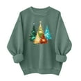 thumbnail image 2 of SYMOID Womens Green Christmas Sweatshirt, Loose Fit Crewneck, 100% Cotton Colorful Christmas Tree Print Holiday Casual Top,Size XL, 2 of 6