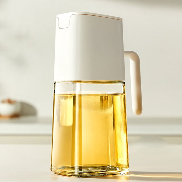 Botella dispensadora de aceite automática | Olla de aceite de vidrio de gran capacidad para cocina | Operación con una sola mano | Diseño antiderrame sin goteo | Contiene aceite de oliva, vinagre