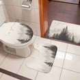 thumbnail image 5 of Watercolor Forest Bird Bathroom Rugs Set Retro Obscure Landscape Non Slip Absorbent Soft Bath Mats 3 Piece Set with Bathroom Rug, U-Shaped Floor Mat, Toilet Seat Cover Large Size, 5 of 9