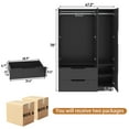 thumbnail image 2 of Blotout 3 Door Wardrobe Closet with Mirror & LED Lights, Bedroom Armoire with 2 Drawers and Multi-Layer Shelves , Modern Wooden Armoire Wardrobe Closet with Hanging Rod for Bedroom, 2 of 8