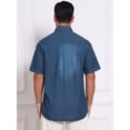 thumbnail image 3 of DARING DIVA Men's Denim Chest Pockets Western Retro Short Sleeve Shirts M Dark Blue, 3 of 7