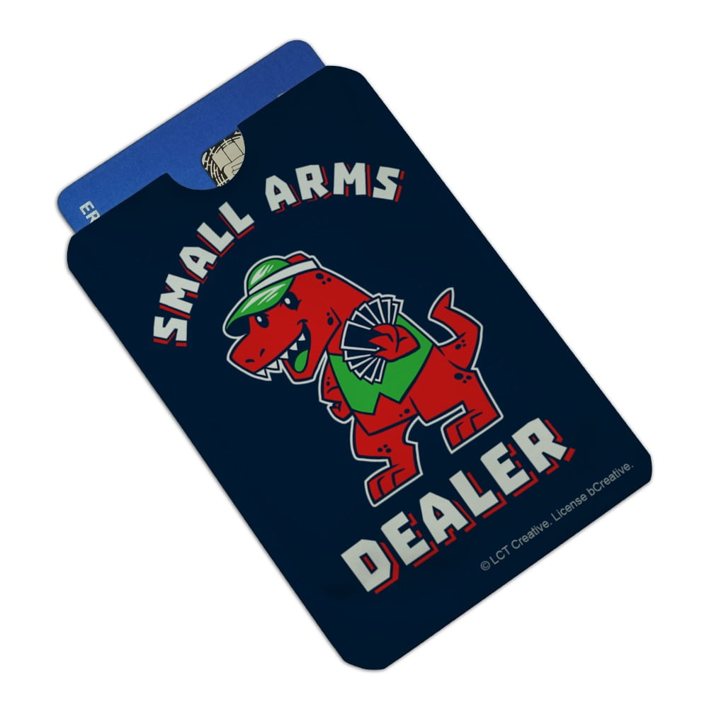 Small Arms Dealer T-Rex Card Poker Funny Humor Credit Card RFID Blocker Holder Protector Wallet Purse Sleeves Set of 4
