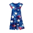 thumbnail image 5 of Girls Short Sleeve Ruffled Dress 4th of July Outfits for Girls, Red White Blue Print Summer Sundress Casual Playwear 15-16 Years, 5 of 6