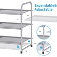 thumbnail image 3 of 3-Tier Stackable Shoe Rack, Expandable & Adjustable Shoe Shelf Storage Organizer, Metal Mesh, Gold, 3 of 5