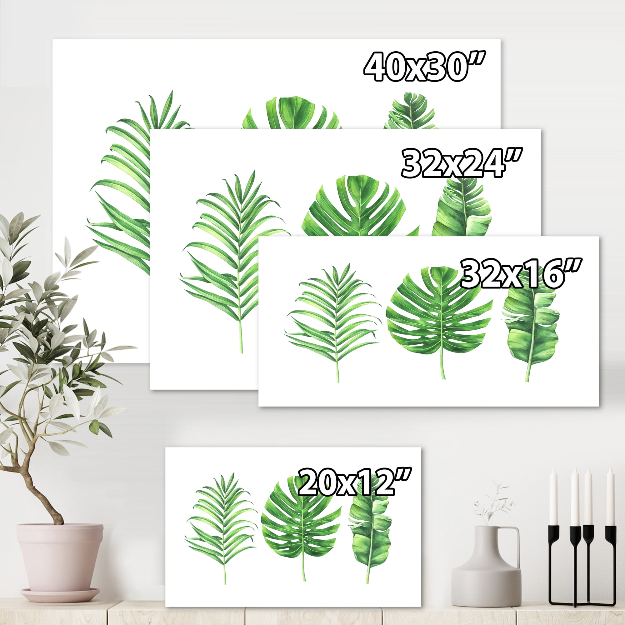 Designart ' Close Up Of Tropical Leaf Of Monstera IV ' Farmhouse Canvas Wall Art Print
