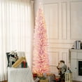 thumbnail image 2 of Kepooman Christmas Decorations Tree, Christmas Tree,8ft Pencil Christmas Tree with Realistic Branches and Warm White LED Lights, Pink, 2 of 6