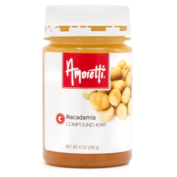 Amoretti - Macadamia Compound 8 oz - Natural Flavors, Shelf Stable Even After Opening, Certified Kosher, TTB Approved, Perfect for Baking Applications & Beverages