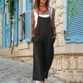 thumbnail image 4 of Women's Jumpsuits, Rompers & Overalls Fashion Solid Color Sleeveless Tank Baggy Loose Linen Jumpers for Women, 4 of 5