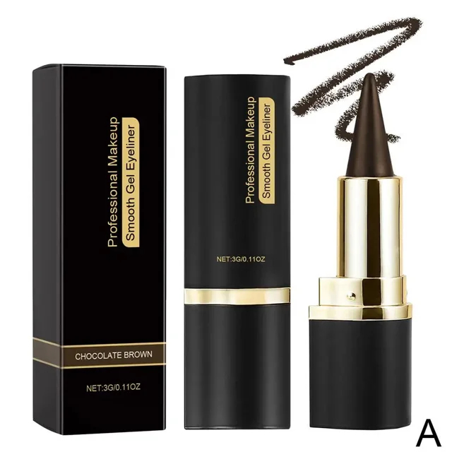 Gel permanente negro delineador de ojos de larga duración maquillaje de ojos 24 horas sombra Kajal cosméticos brillo impermeable lápiz delineador de ojos T1d6 (A