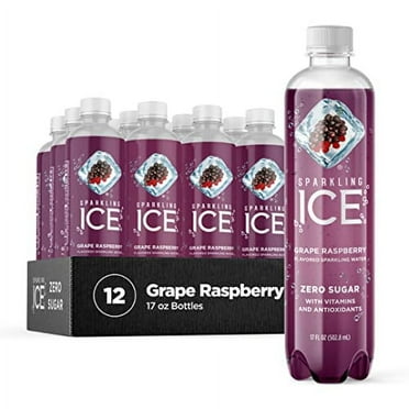 Sparkling Ice, Grape Raspberry Sparkling Water, Zero Sugar Flavored Water, with Vitamins and Antioxidants, Low Calorie Beverage, 17 fl oz Bottles (Pack of 12)
