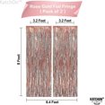 thumbnail image 3 of Cortina extragrande con flecos en oro rosa, 6,4 x 8 pies, paquete de 2 decoraciones para fiestas en oro rosa | Decoraciones de cumpleaños en oro rosa | Rayas de oro rosa metalizado, 3 of 3