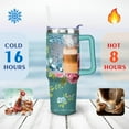 thumbnail image 4 of 40oz Pioneer Colorful Floral Stainless Steel Flip Straw Tumbler with Lid and Straw Spill Proof Travel Cup Double Wall Vacuum Insulated Coffee Mug with Handle Greenish-blue, 4 of 7