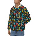 thumbnail image 3 of Wukai Colorful Pineapple Print Men's Zip-Up Hoodie,Fleece Full-Zip Hoodie for Men, Hooded Sweatshirt-Large, 3 of 5