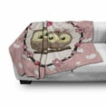 thumbnail image 2 of Owls Soft Flannel Fleece Throw Blanket, Owl Couple on Tree Branch Floral Wreath Celebrations Cheerful Art, Cozy Plush for Indoor and Outdoor Use, 60" x 80", Coral Brown Pale Yellow, by Ambesonne, 2 of 5
