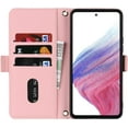 thumbnail image 4 of Crossbody Wallet for Samsung Galaxy A53 5G Case with Adjustable Lanyard Strap Credit Card Holder 6.3",PU Leather Handbag Purse Kickstand Make Up Mirror Cover Case for Men Women Girl,Pink, 4 of 14