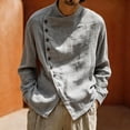 thumbnail image 5 of Vetsdori Long Sleeve T-Shirts for Men Outdoor Vintage Button down Fashion Casual Winter Collar Plain Mens Shirts Stylish, 5 of 6