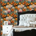 thumbnail image 6 of Peel and Stick Wallpaper Vibrant Butterflies Colorful Flowers Bloom Wall Mural 23.6in x 9.8ft Self Adhesive Removable Wall Paper Renter Friendly Wallpaper for Nursery Bedroom Cabinets, 6 of 8