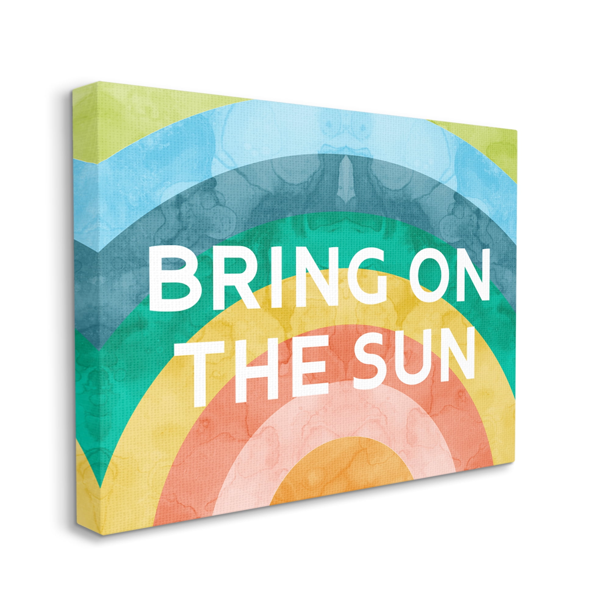 Stupell Industries Bring On The Sun Typography Rainbow Watercolor Detail Graphic Art Gallery Wrapped Canvas Print Wall Art, Design by Daphne Polselli