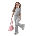 thumbnail image 2 of BVWKPCV Tween Girl Clothes 2 Piece Outfit Cute Short-Sleeve Top + Flared Pants Clothing Set Sizes 8-12 Years Gray 7-8Y, 2 of 7