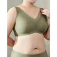 thumbnail image 6 of YOURISS Women’s Plus Wireless Bra, Seamless Full Coverage Bra, High Side Support, U-Back Smoothing, Semi-Fixed Foam Cups Green 3XL, 6 of 6