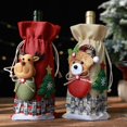 thumbnail image 2 of 4 adornos navideños, funda para botella de vino con cordón de arpillera y nieve, bolsa para botella de vino con muñeco de cuadros, 2 of 5