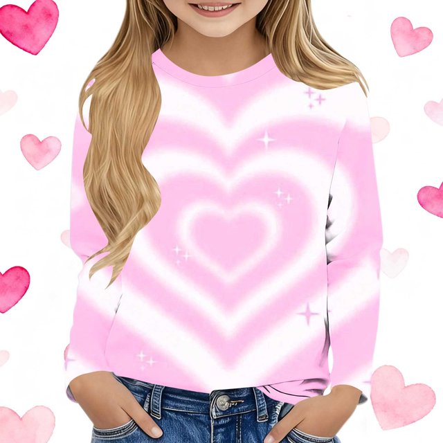 Blusas y camisas de manga larga con cuello redondo Camisas con estampados de manga larga Cuello redondo lindo Blusas casuales elegantes Ropa Camisas de cuello redondo Niña Top de poliéster