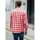 thumbnail image 4 of Camisa Cromoncent para hombre, casual, a cuadros, franela, roja y blanca, 4 of 7