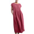 thumbnail image 1 of Liquidation 2025! Grrvtrz Robes pour Femmes Grande Taille Sans Manches en Coton et Lin Robe Chemise Col Ras du Cou Robe Longue Vintage avec Poches, 1 of 6