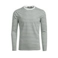 thumbnail image 2 of Unique Bargains Men's Long Sleeve Pullover Top Crew Neck Striped T-Shirts 38 Gray White, 2 of 7