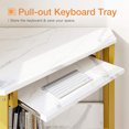 thumbnail image 2 of ODK Modern Triangle Corner Computer Desk with Smooth Keyboard Tray, Marble, 2 of 8