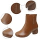 thumbnail image 3 of NECHOLOGY Botas Mujer Zapatos Botines de mujer Botas de tobillo para mujer Nuevo patrón Color sólido Simple y de moda Aislamiento engrosado Otoño e invierno Cremallera Punta redonda Cómodo (Brown 7), 3 of 7