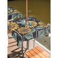 thumbnail image 6 of Sunflowers Rustic Outdoor Tablecloth with Umbrella Hole, Spring Summer Pastoral Flowers Black Spillproof Waterproof Outdoor Table Cover, Patio Tablecloths for Party/Garden/Picnic, Square 60"x60", 6 of 9
